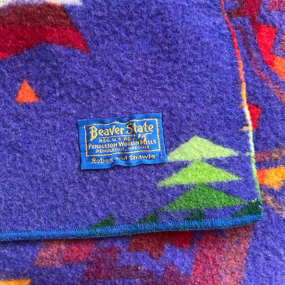 Pendleton Beaver State Chief Joseph Vintage 1960s Wool Reversible Throw Blanket